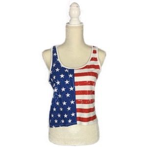 Fitth Sun American Flag Crop Tank Top Medium